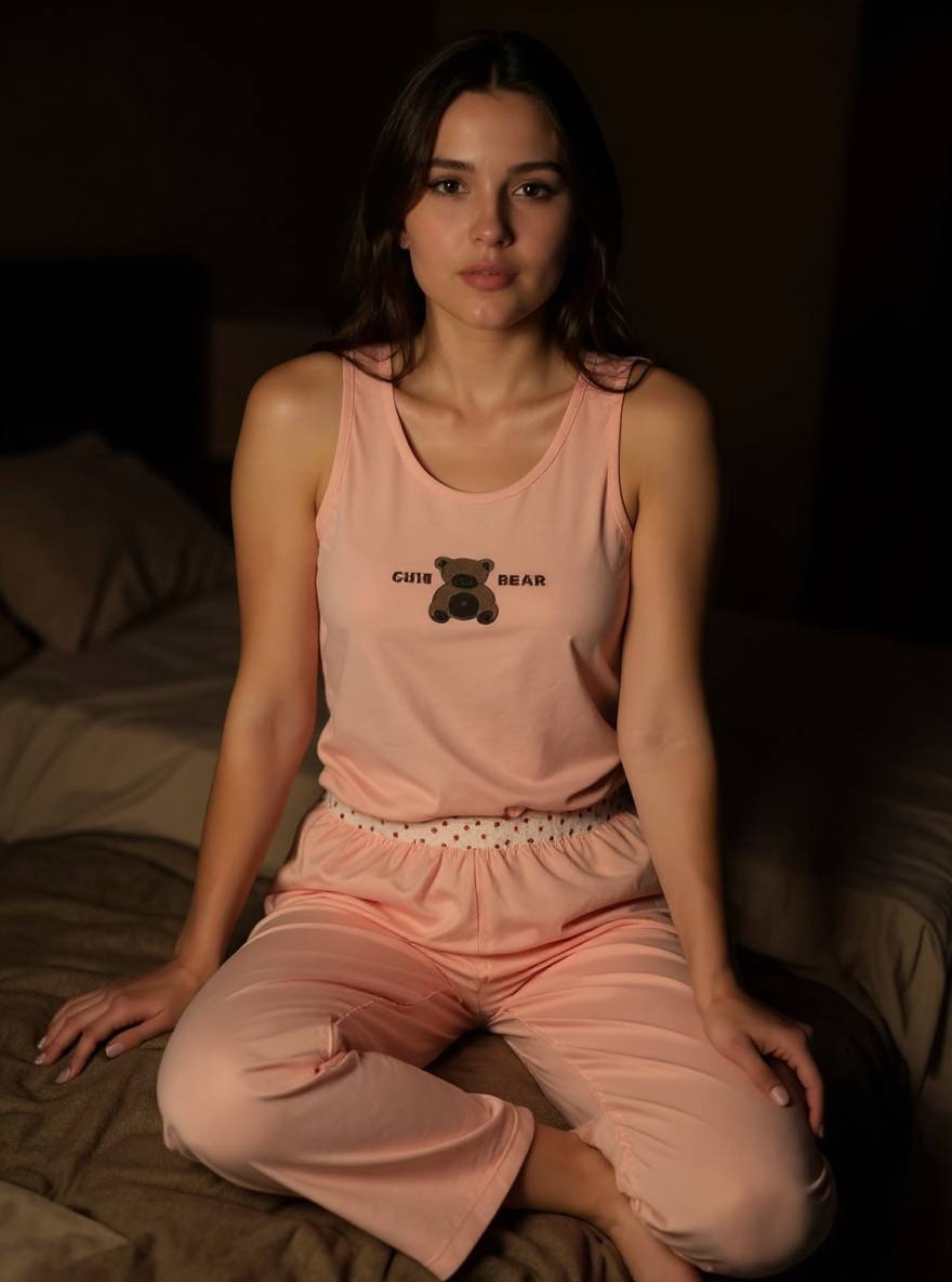 Pink Teddy Bear Pajama Set - Women's Loungewear