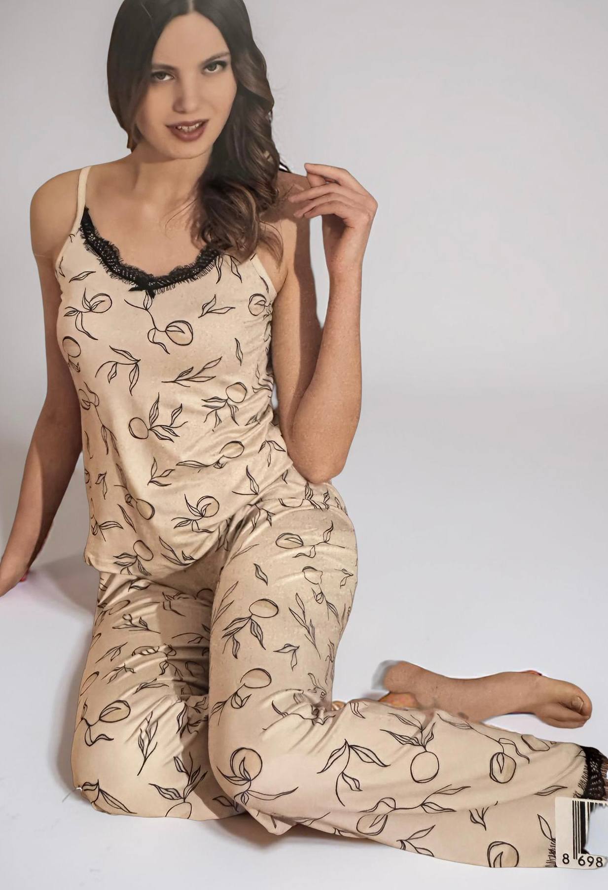 Women’s Pajama Set with Lemon Print and Lace Trim — Sizes S/M, L, XL, XXL