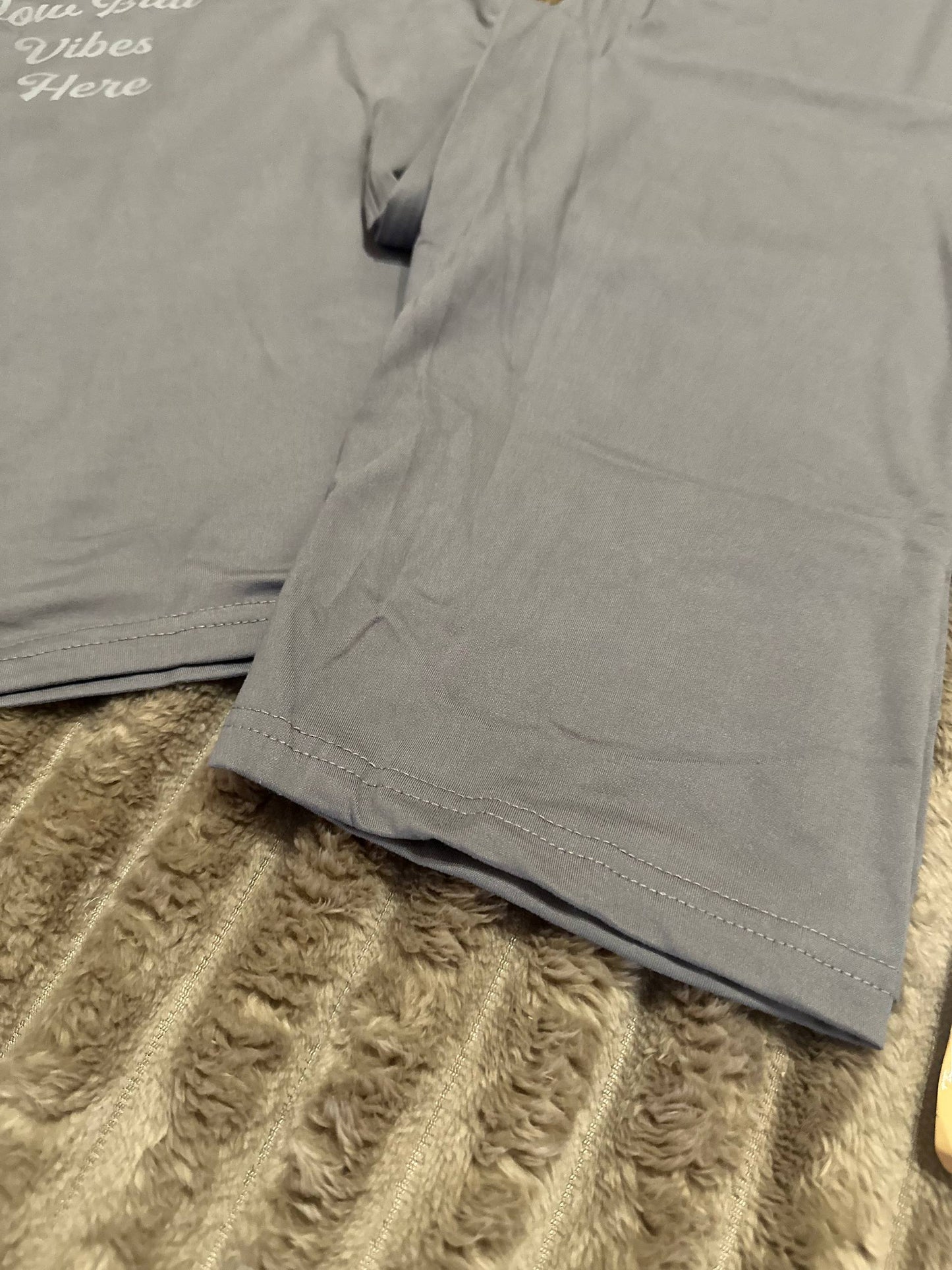 Women’s grey viscose pajama set – tank top & pants "No Bad Vibes Here"