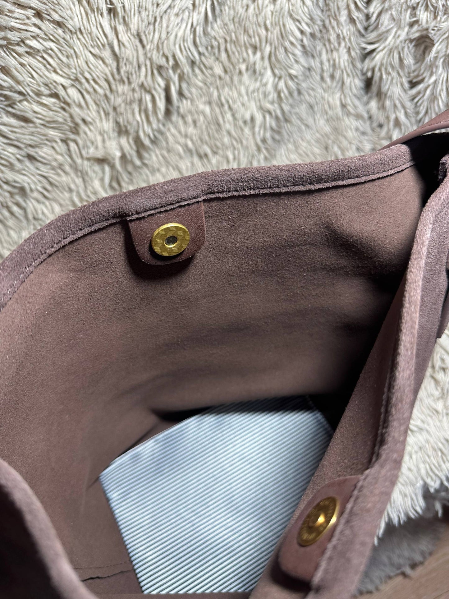 Brown Suede Shoulder Bag – Genuine Suede Tote with Adjustable Strap & Inner Pouch, Handmade Leather Bag