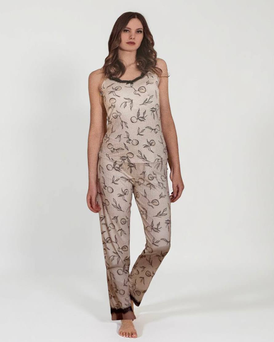 Women’s Pajama Set with Lemon Print and Lace Trim — Sizes S/M, L, XL, XXL