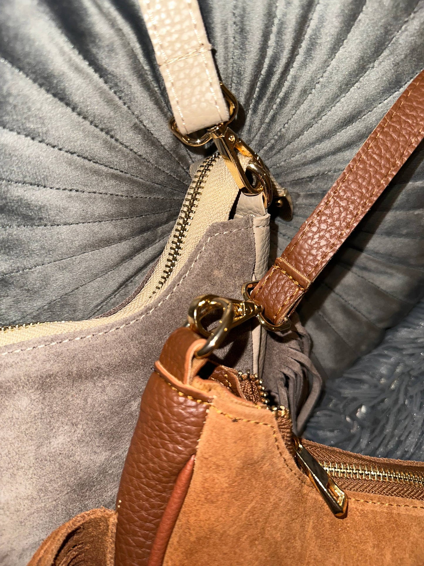 Genuine Suede Fringe Bag with Extra Strap