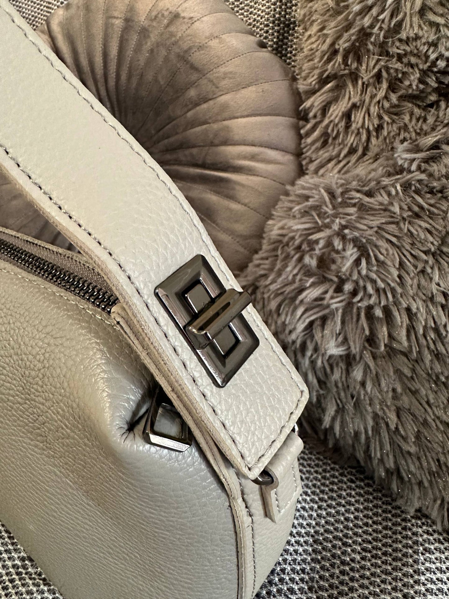 Genuine Leather Bag with Leopard Lining and Extra Strap