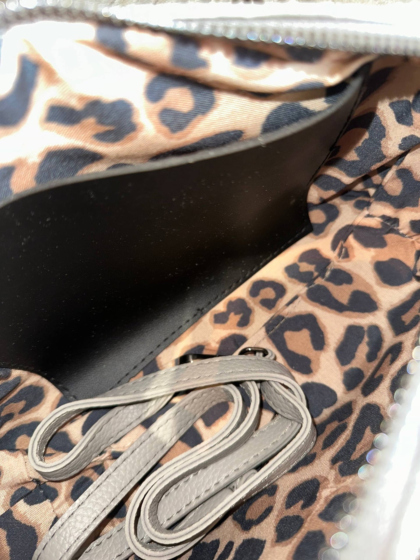 Genuine Leather Bag with Leopard Lining and Extra Strap