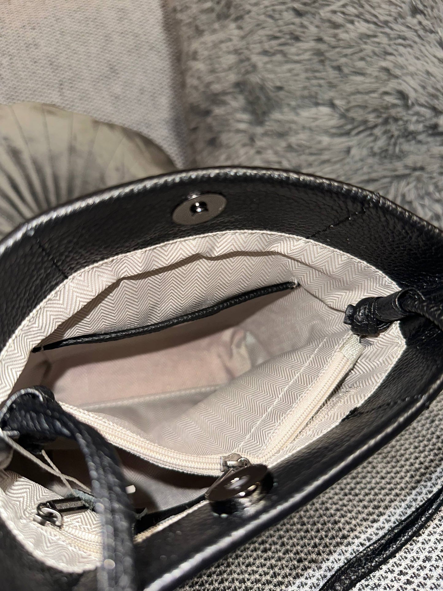 Black Genuine Leather Crossbody Bag | Small Minimalist Shoulder Purse | Handmade Everyday Bag