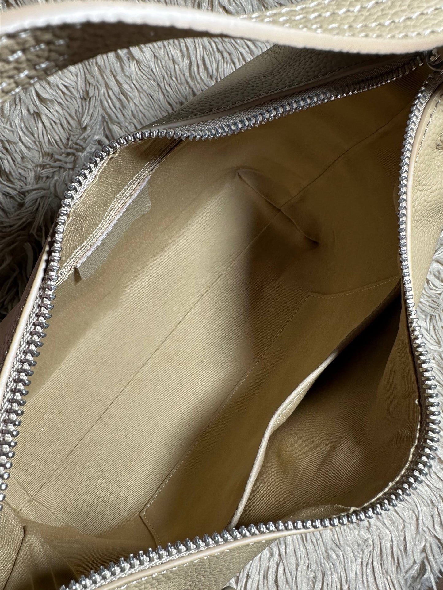 Beige Genuine Leather Shoulder Bag with Mini Pouch | Handmade Soft Leather Tote | Elegant Everyday Bag