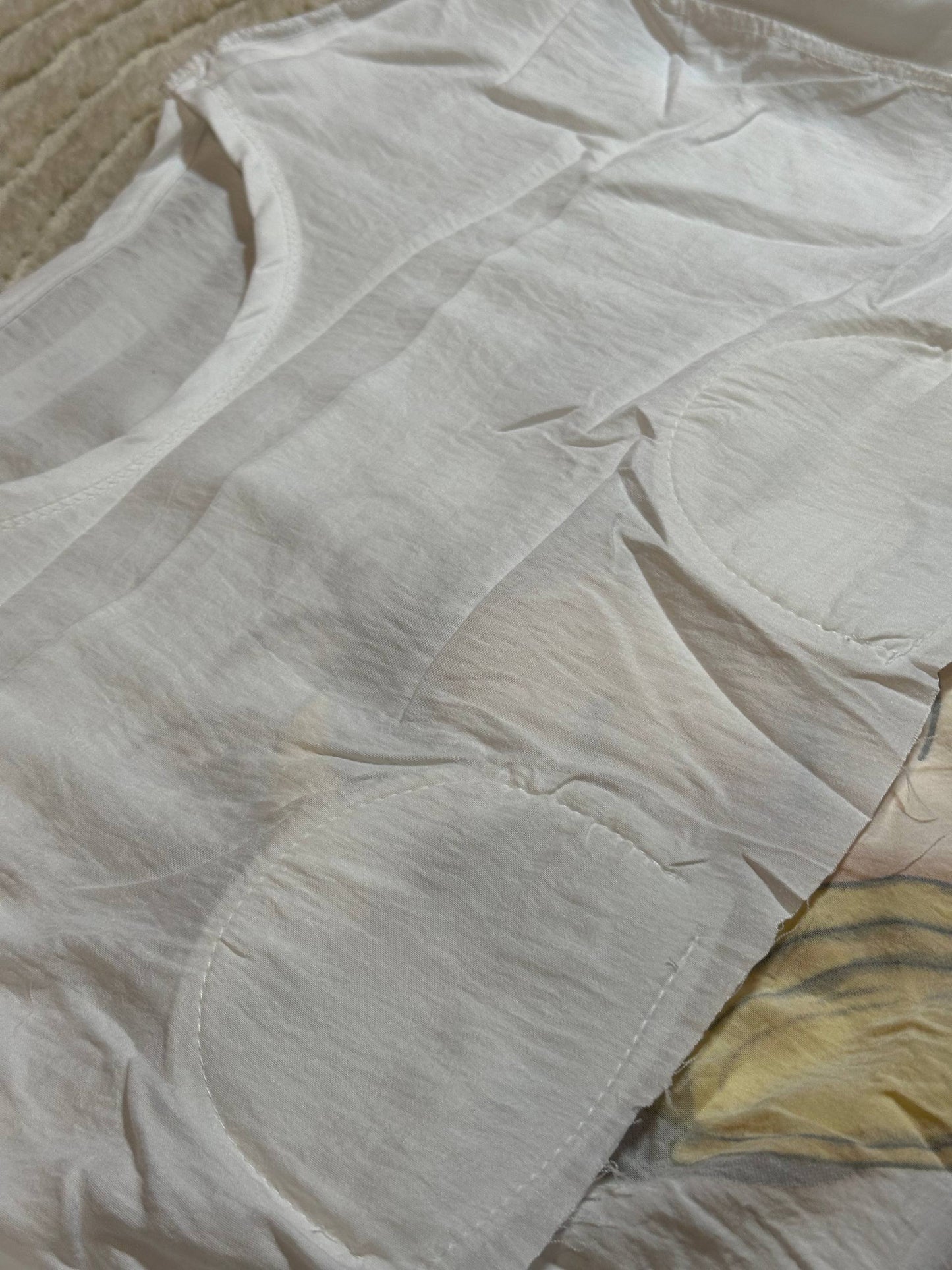 Women’s Pajama Set with Cartoon Print • White T-shirt and Yellow Checkered Pants • Cute Sleepwear for Home & Lounge