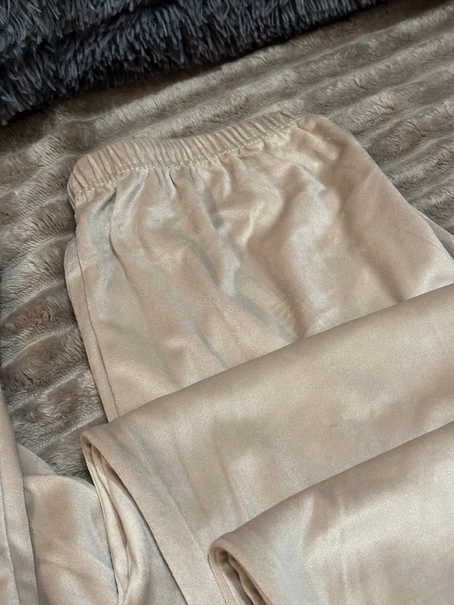 Velour Pajama Set— Women’s Beige Loungewear Set