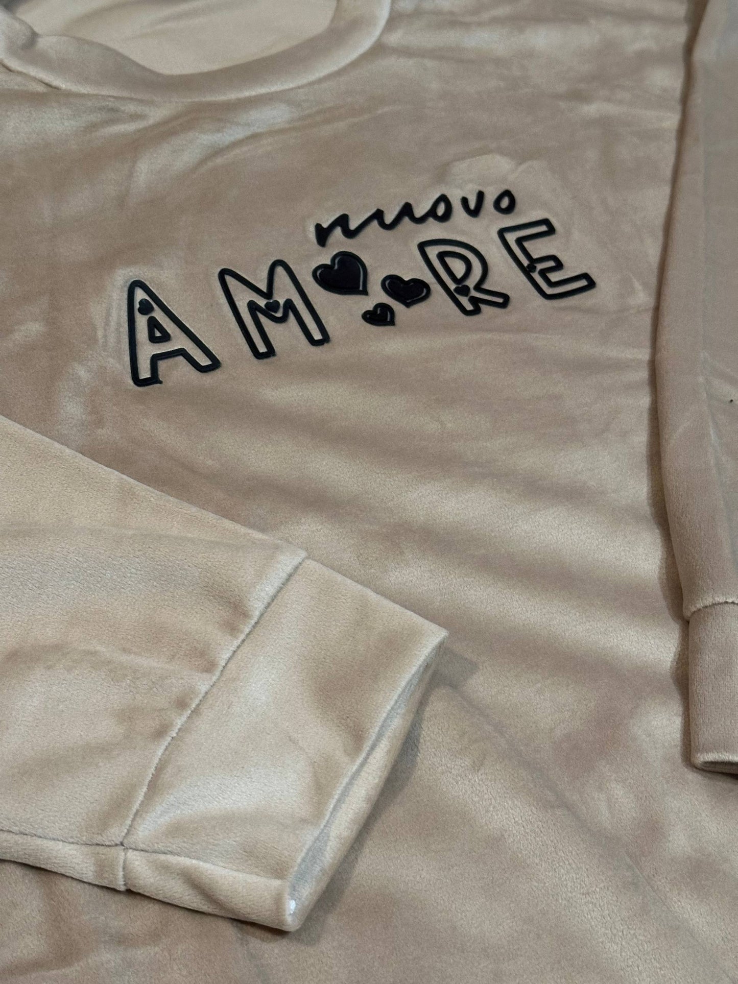 Velour Pajama Set— Women’s Beige Loungewear Set