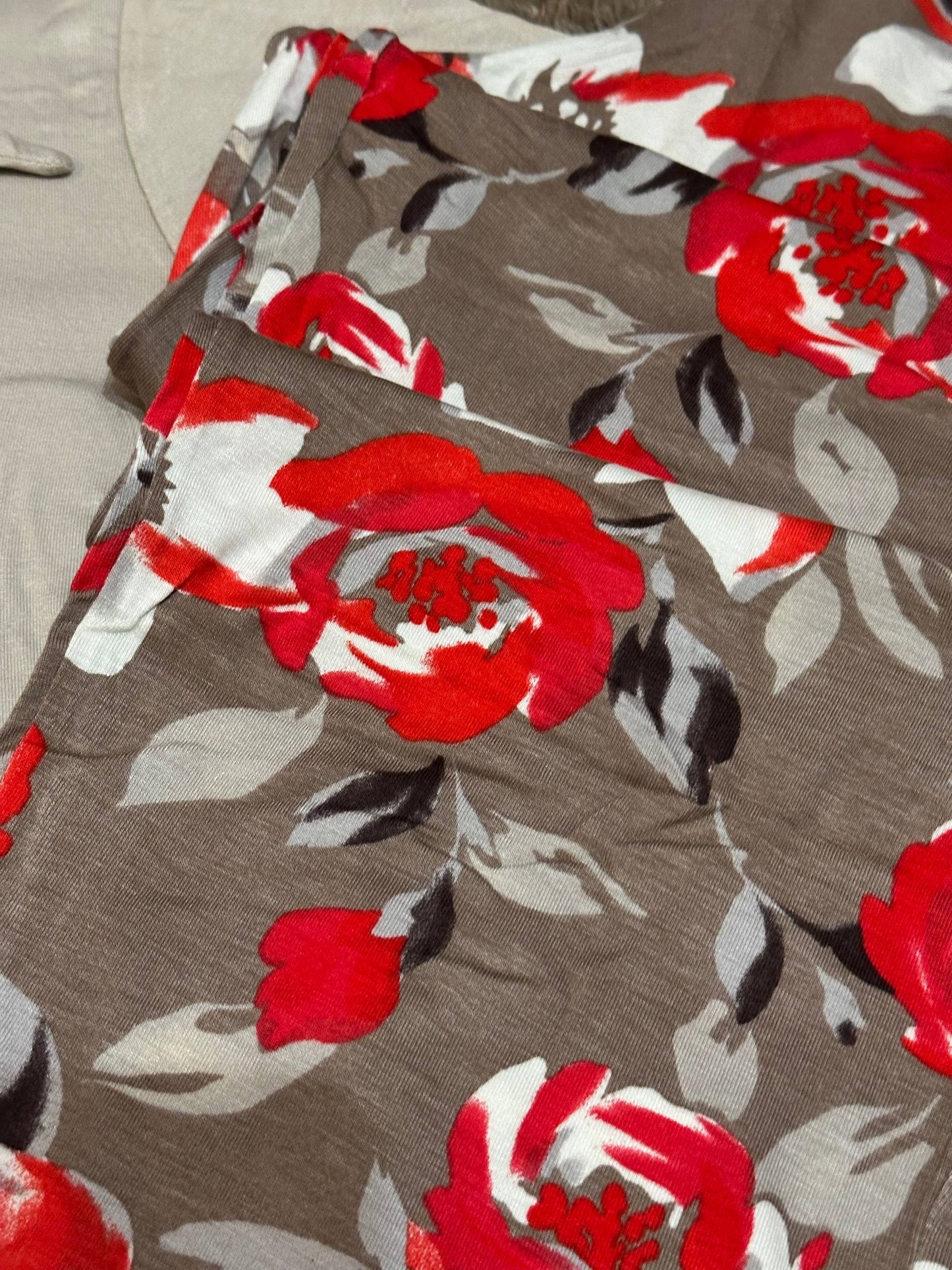 Women’s Pajama Set  – Short Sleeve Top & Floral Pants