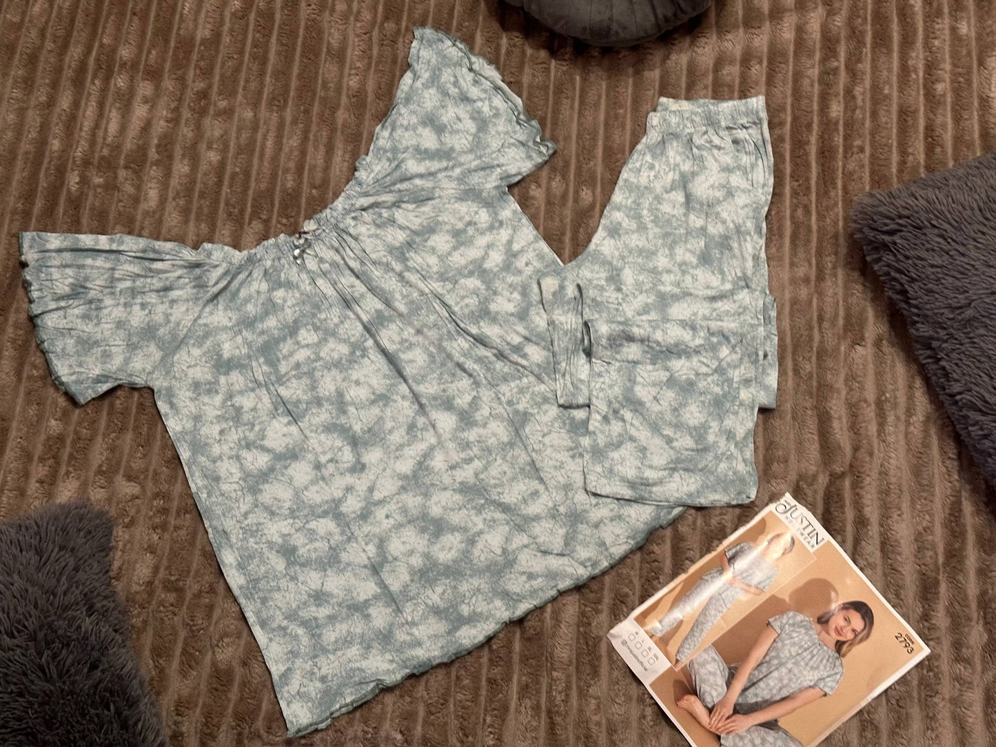 Women’s viscose pajama set with off-shoulder top – soft homewear, summer sleepwear, comfy lounge set