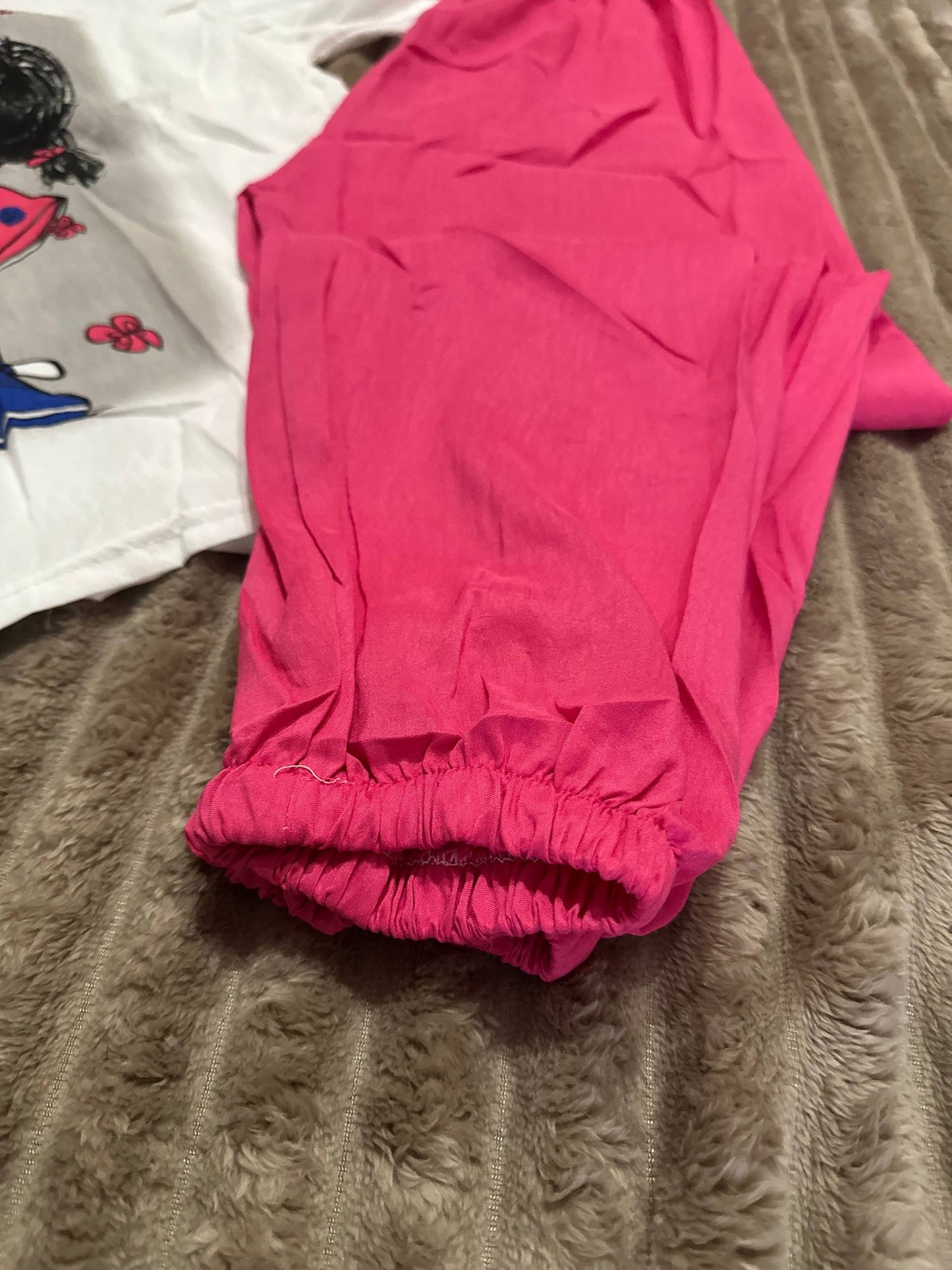 Women’s pajama set with cute girl print – white & pink Cloud Cotton homewear